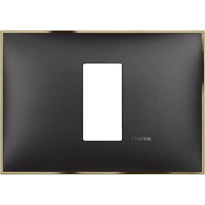 R4803M1BD - Cover plate - 1 centered module - Black gold