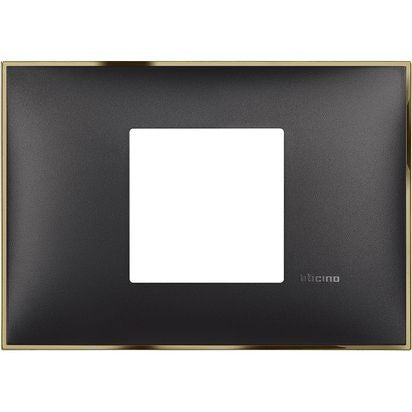 R4819BD - Cover plate - 2 centered modules - Black gold