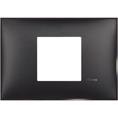 R4819BG - Cover plate - 2 centered modules - Black satin