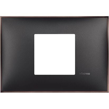 R4819BH - Cover plate - 2 centered modules - Black nickel