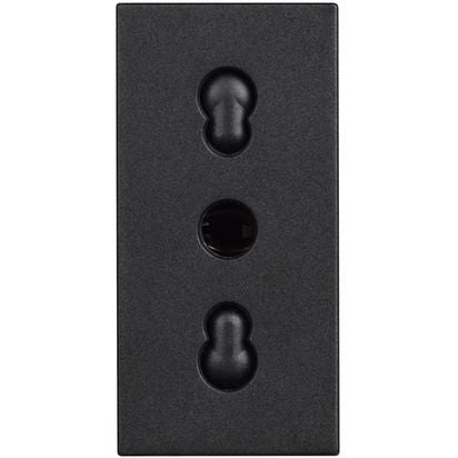 RG4180 - Italian standard socket 2P+E 16 A 250 Vac - center distance 19 mm and 26 mm - Black